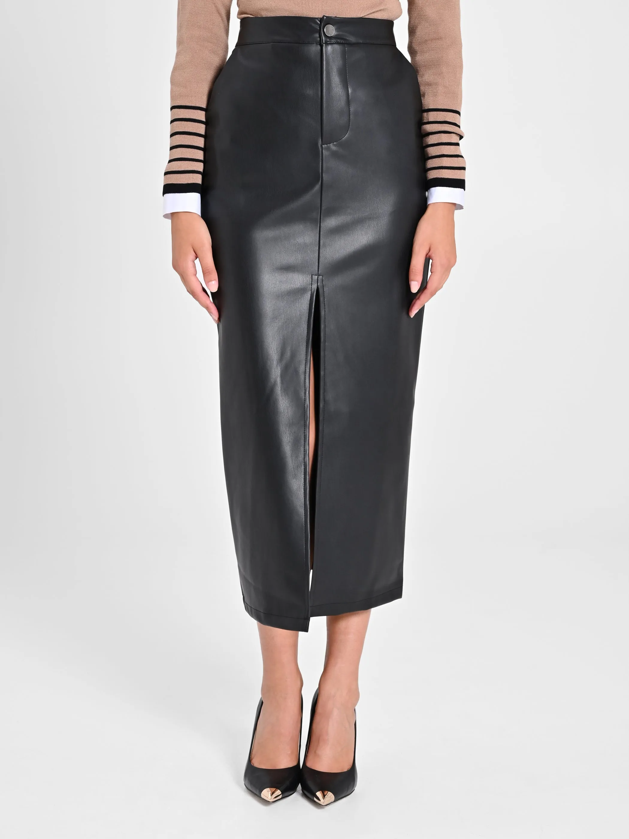 Faux-Leather Maxi Skirt