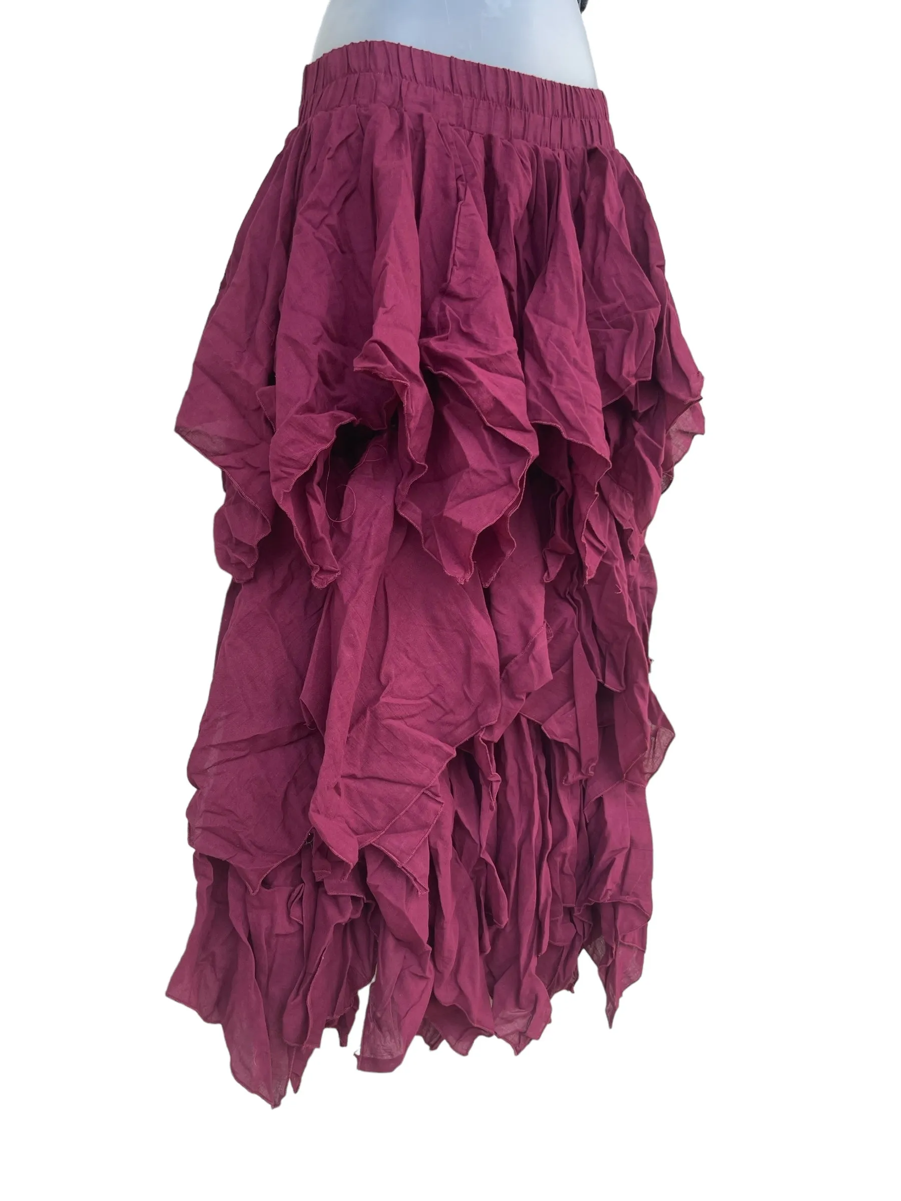 'Fay' Ragged Cut Skirt - Maroon Red