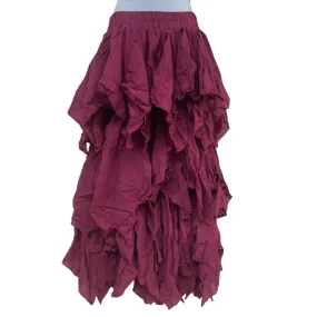 'Fay' Ragged Cut Skirt - Maroon Red