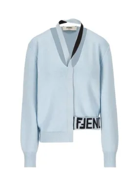 FENDI Light Blue Cashmere Cardigan for Women - FW23 Collection