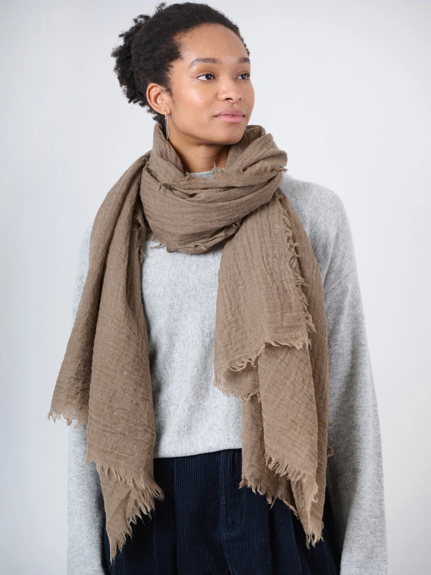 Fine Wool Crinkle Textured Wrap Scarf