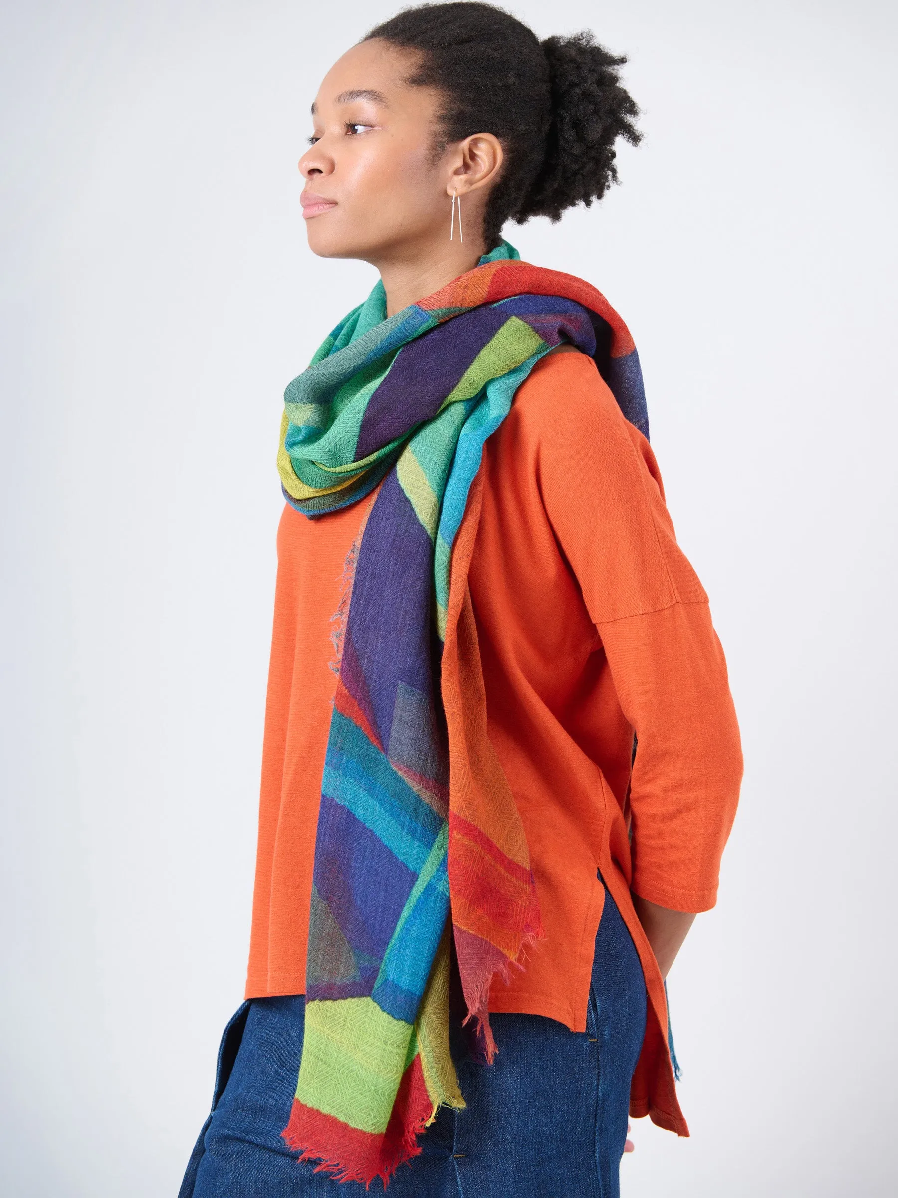 Fine Wool Print Scarf - Prisms