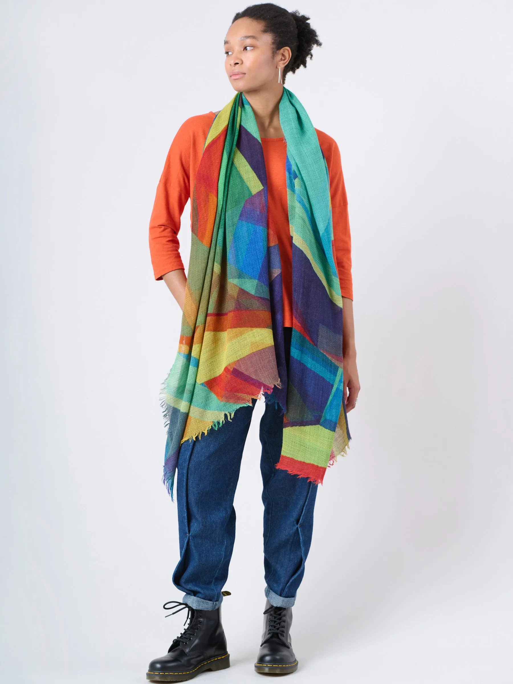 Fine Wool Print Scarf - Prisms