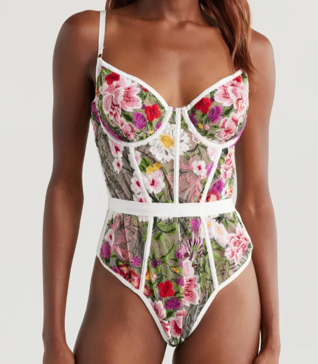 FLORAL UNDERWIRE BODYSUIT