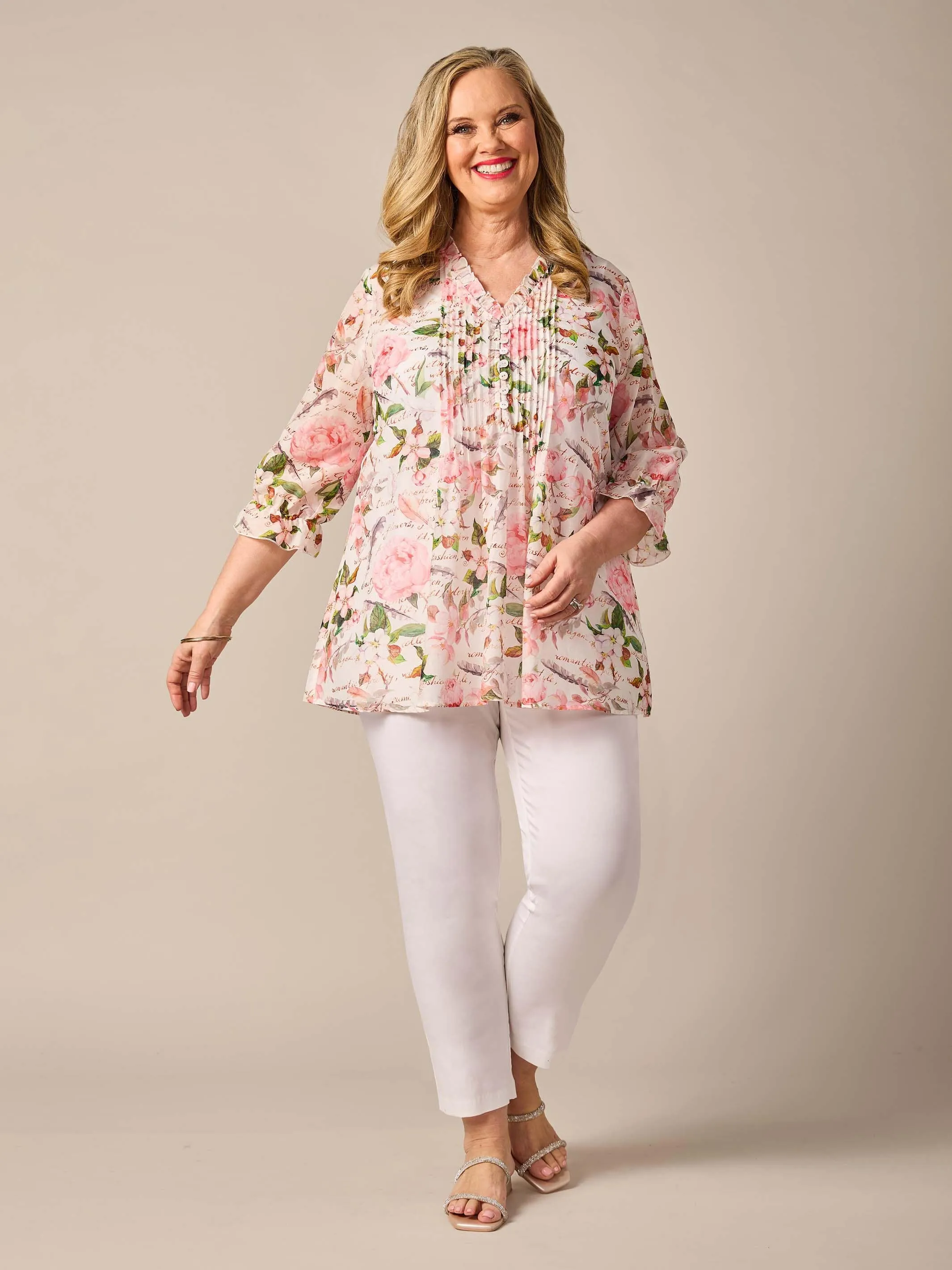 Flower Journal Silk Cotton Tuck Top