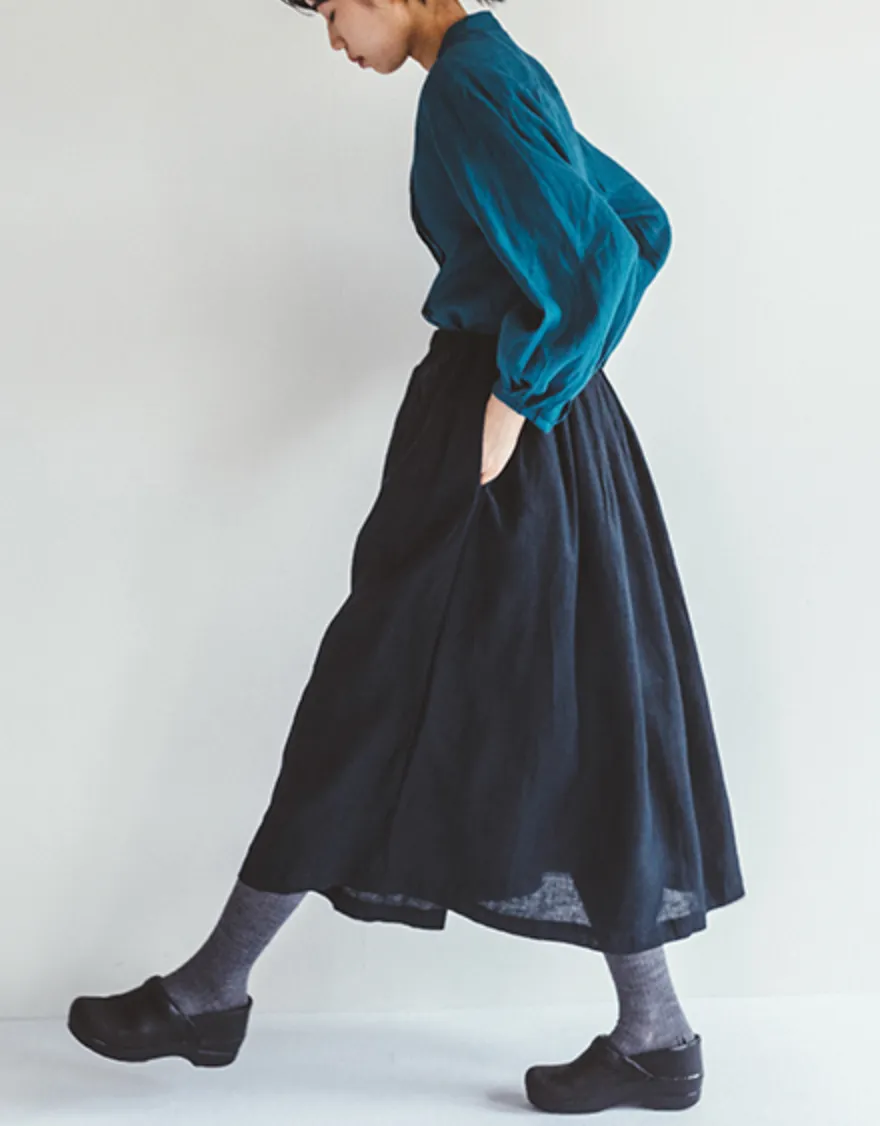 Fog Linen Work Alana Tuck Skirt Navy