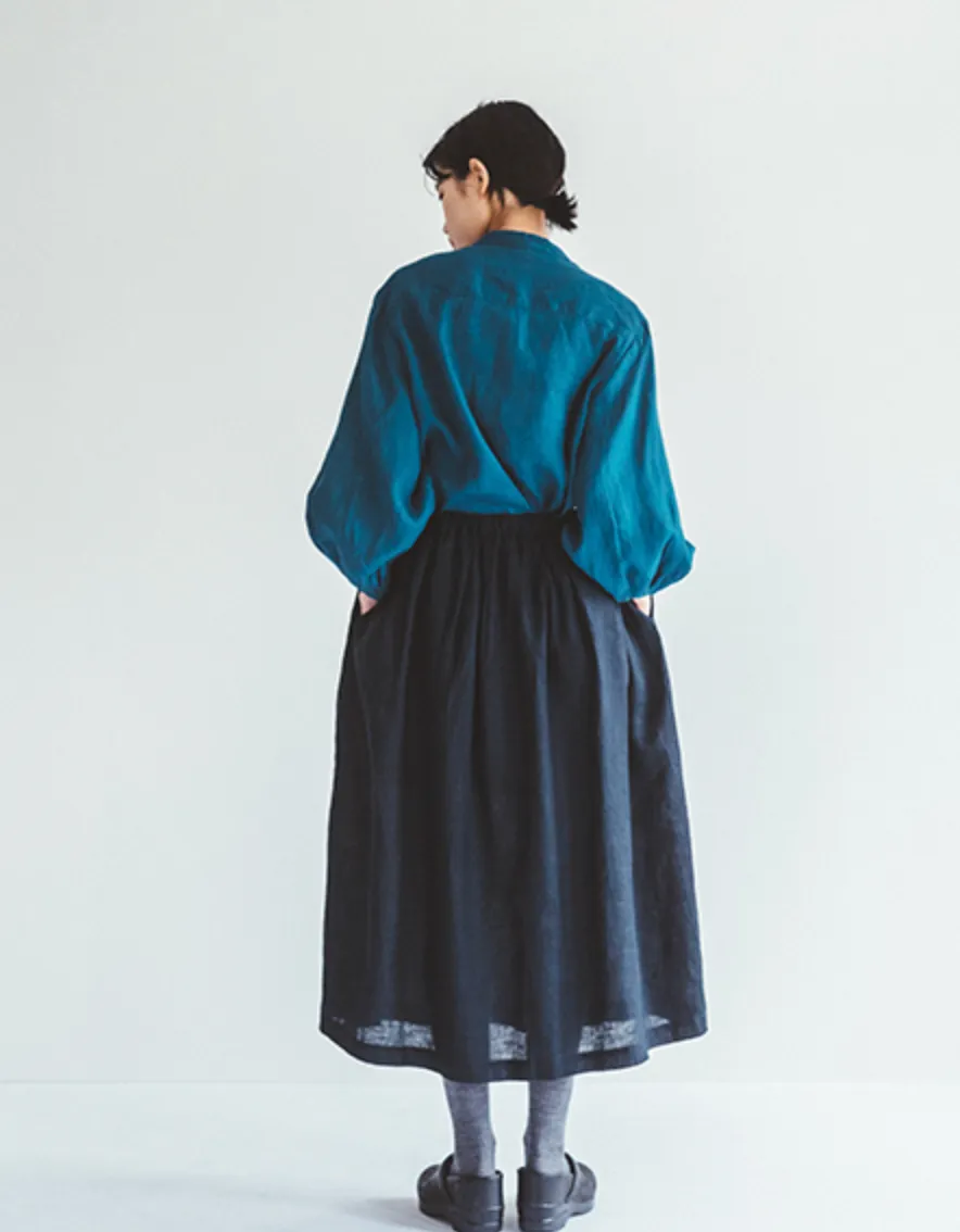 Fog Linen Work Alana Tuck Skirt Navy