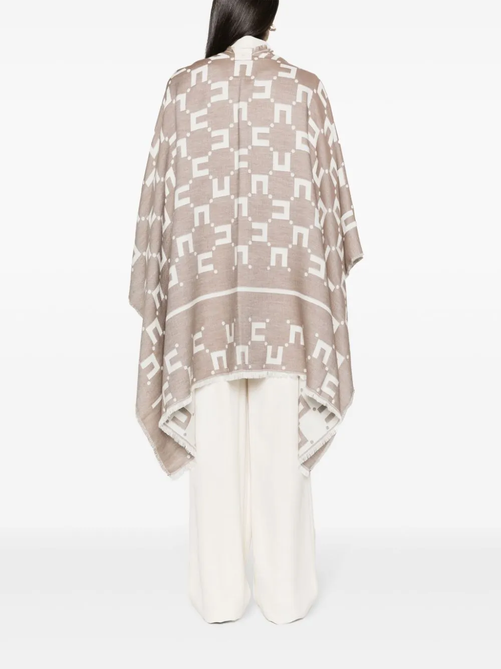 Frayed logo-jacquard cape<BR/><BR/><BR/>