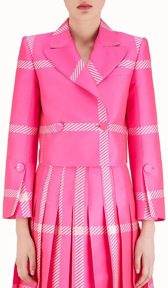 Fuchsia Blazer & Pleated Skirt Set