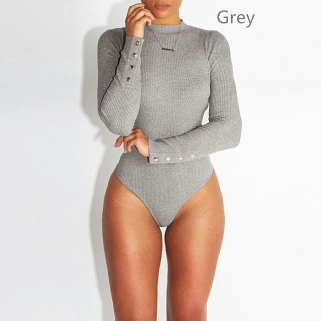 GAOKE Sexy Solid Turtleneck Body Femme Long Sleeve Tops