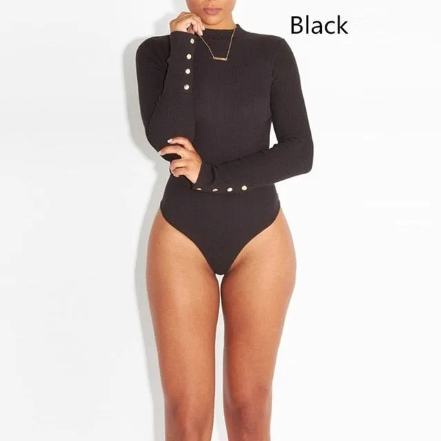 GAOKE Sexy Solid Turtleneck Body Femme Long Sleeve Tops