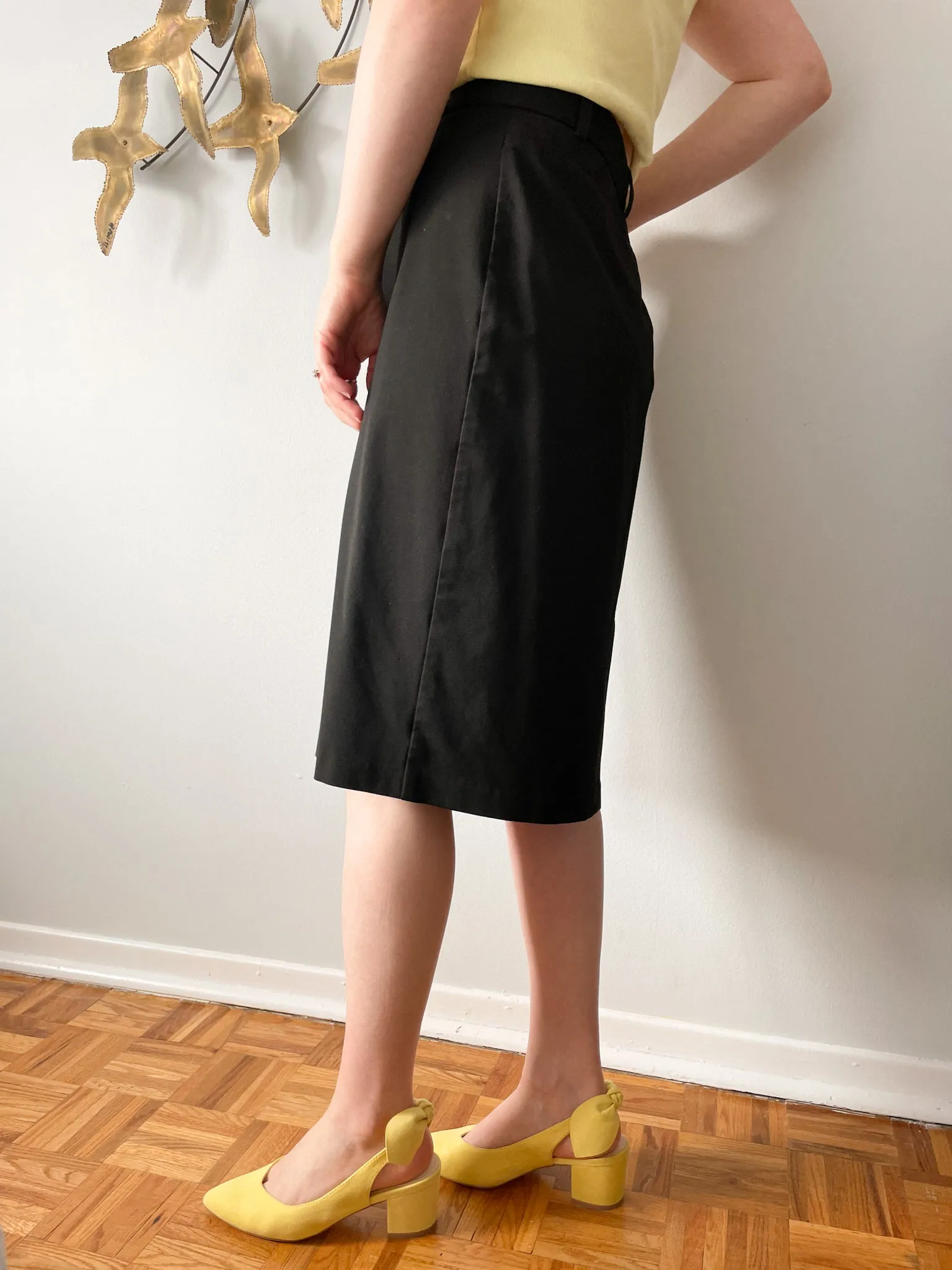 Gap Vintage Black Stretch High Rise Knee Length Pencil Skirt - Size 10