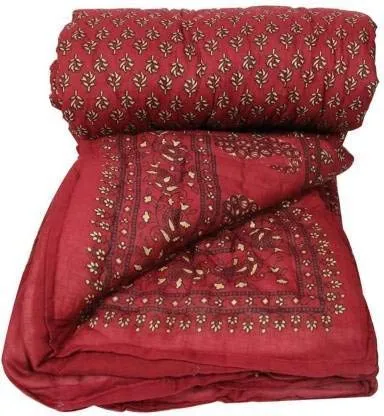 GEMS FABRIC Double Bed Organic Cotton Jaipuri Razai Bed Blanket Ac Quilt for Winter Soft Light Weight Rajasthani Traditional Rajai Cotton Comforter 85 x 100 inch