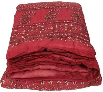 GEMS FABRIC Double Bed Organic Cotton Jaipuri Razai Bed Blanket Ac Quilt for Winter Soft Light Weight Rajasthani Traditional Rajai Cotton Comforter 85 x 100 inch