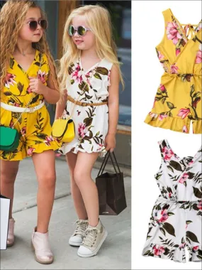 Girls Floral Cross Cover Romper