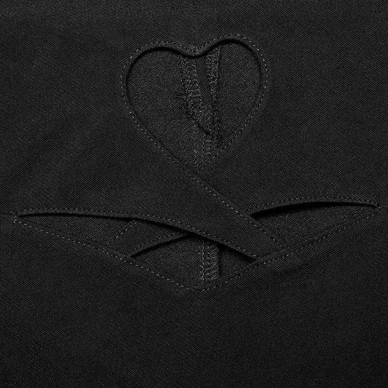 Gothic Heart-shaped Puff Sleeves Sexy Black Dress