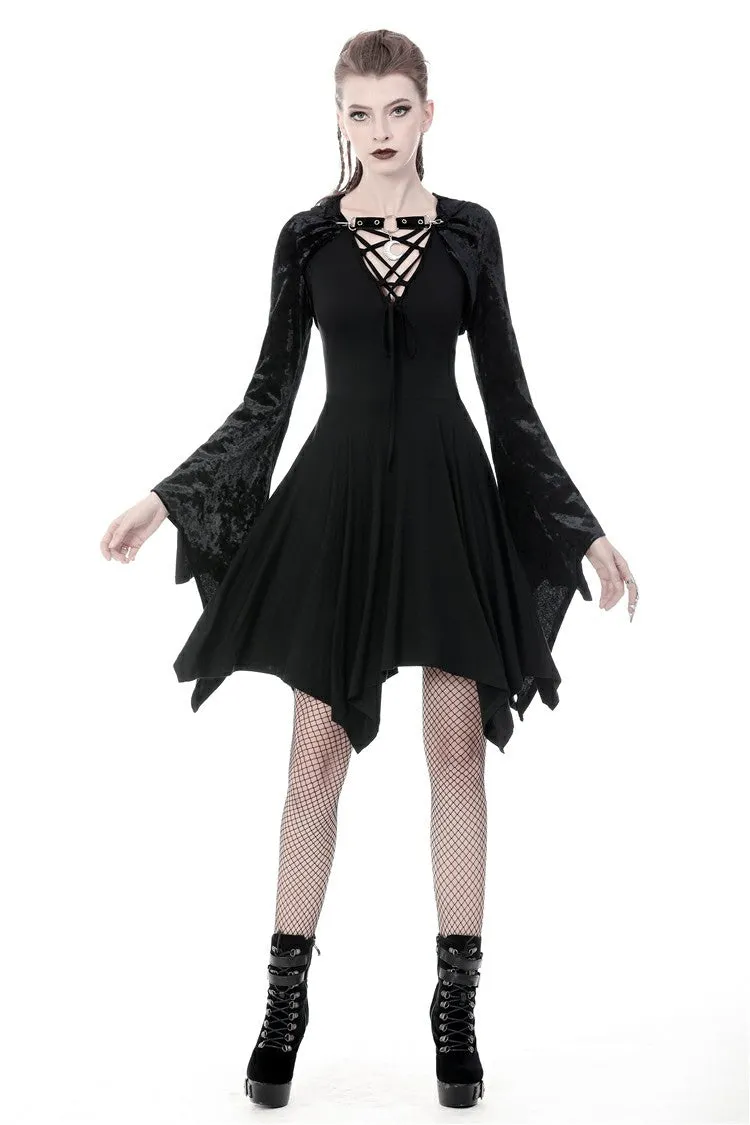 Gothic shining velvet witch cape with pointed cap BW077