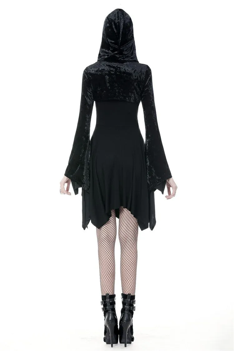 Gothic shining velvet witch cape with pointed cap BW077