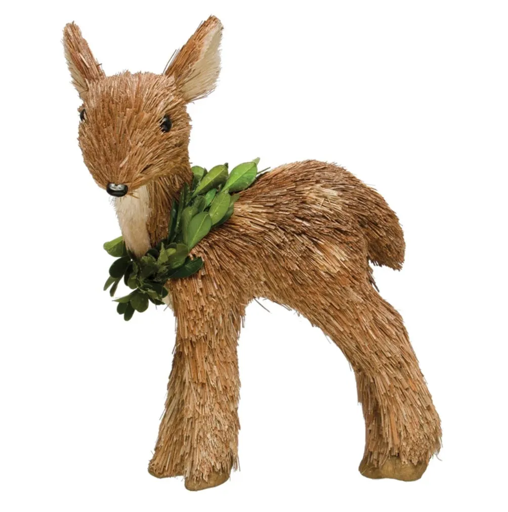 Grass Standing Deer with Wreath