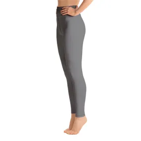 Gray Women's Yoga Pants, Women's Solid Color Fitted Leggings Tights- Made in USA/EU