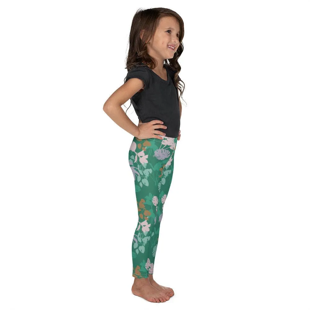 Green Floral Kid's Leggings