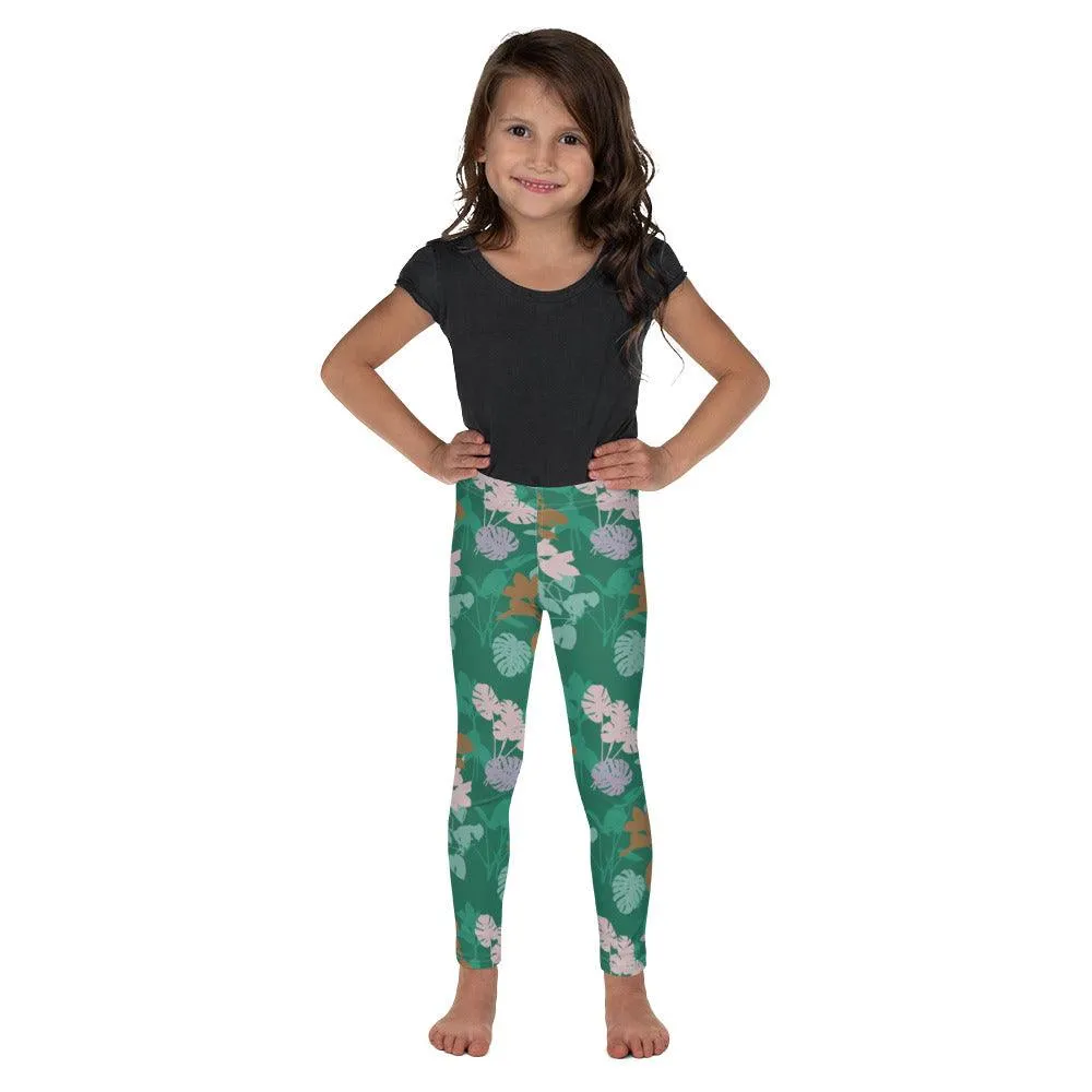 Green Floral Kid's Leggings