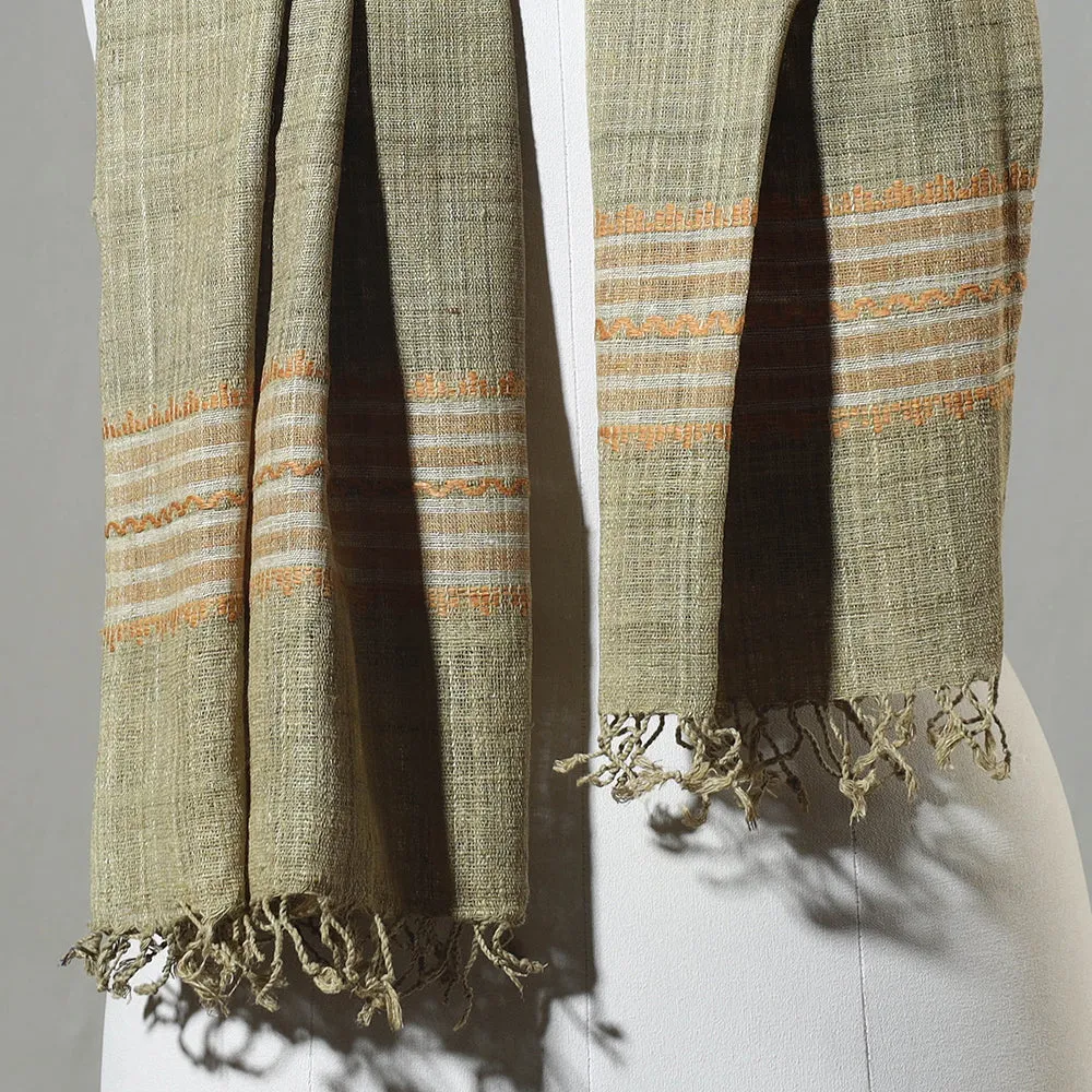 Green - Traditional Handspun Handloom Eri Silk Natural Dyed Stole