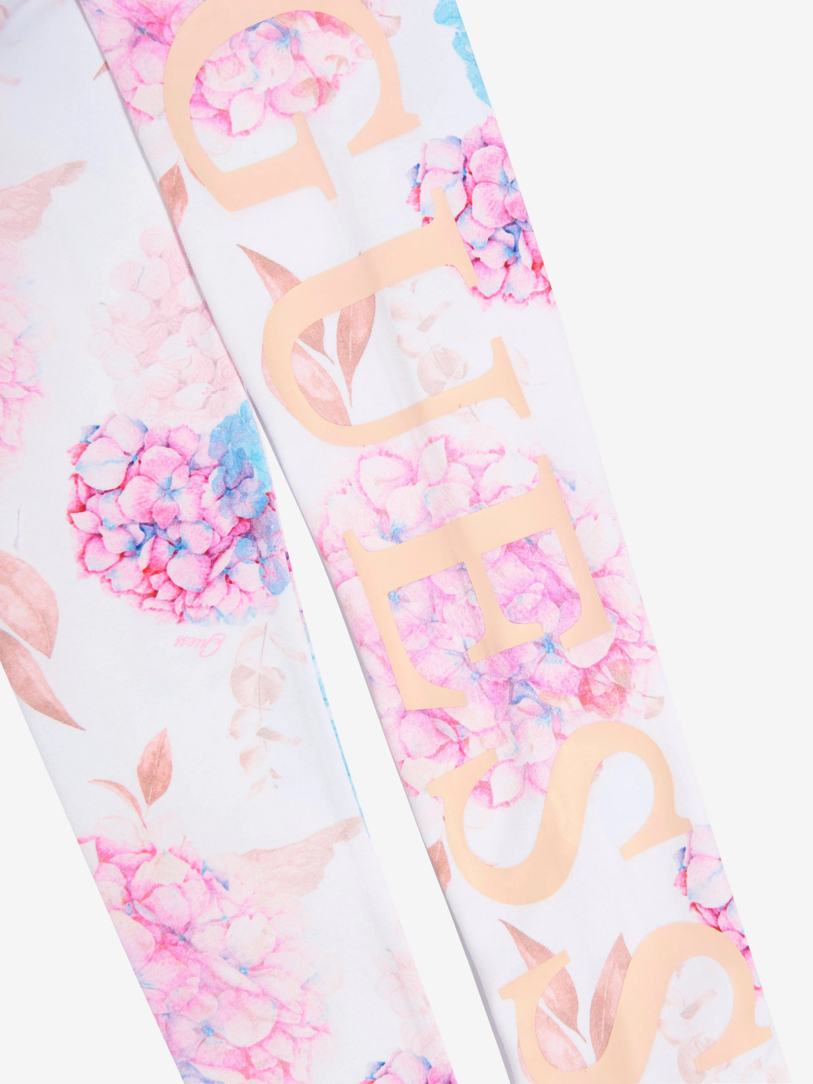 Guess Girls Floral Leggings in White