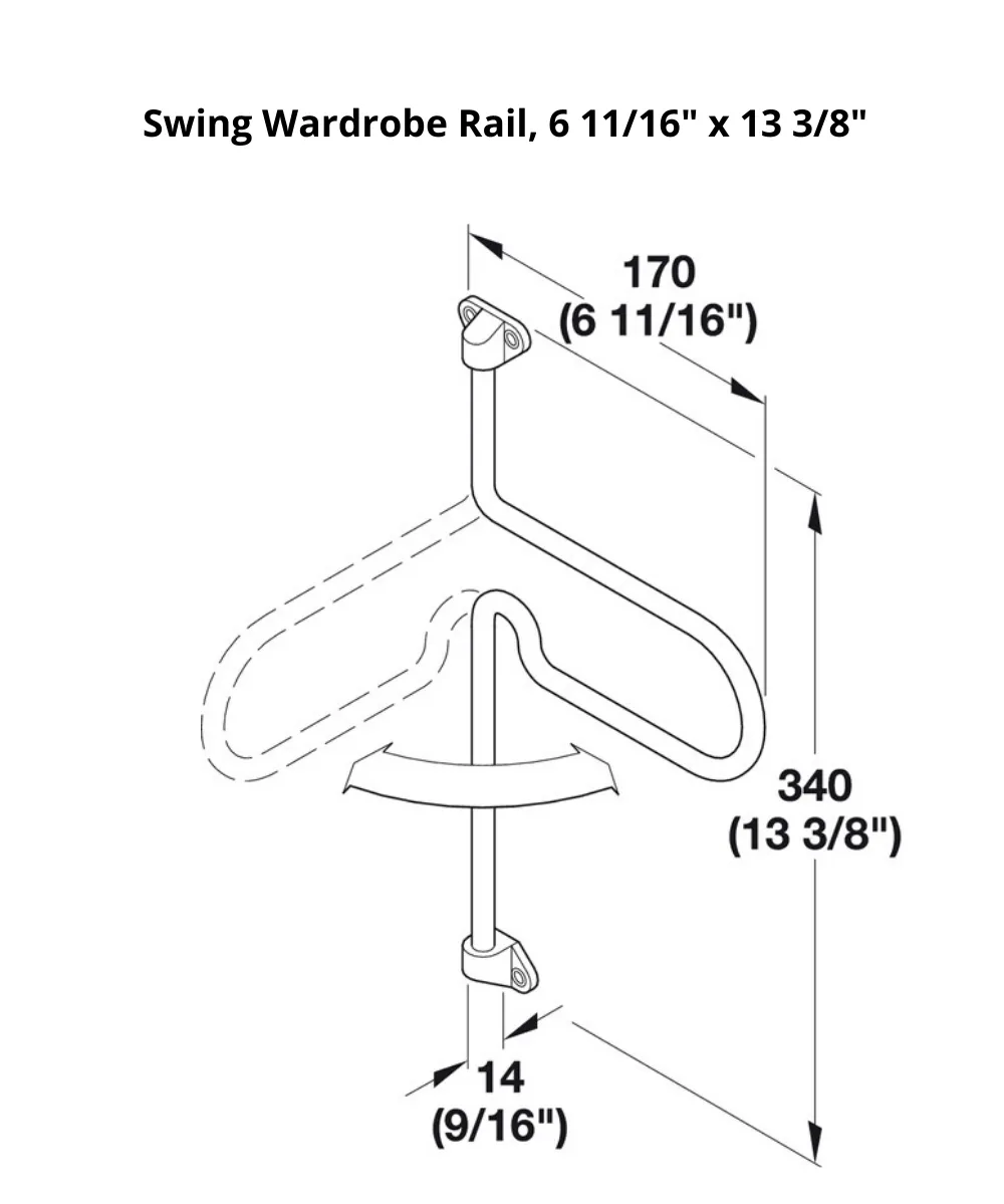 Hafele Wall Hanging Rail for Clothes, Swinging