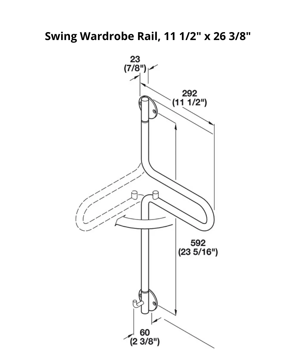 Hafele Wall Hanging Rail for Clothes, Swinging