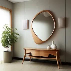 Handmade Asymmetrical Wooden Frame Mirror | Irregular Home Decor Mirror