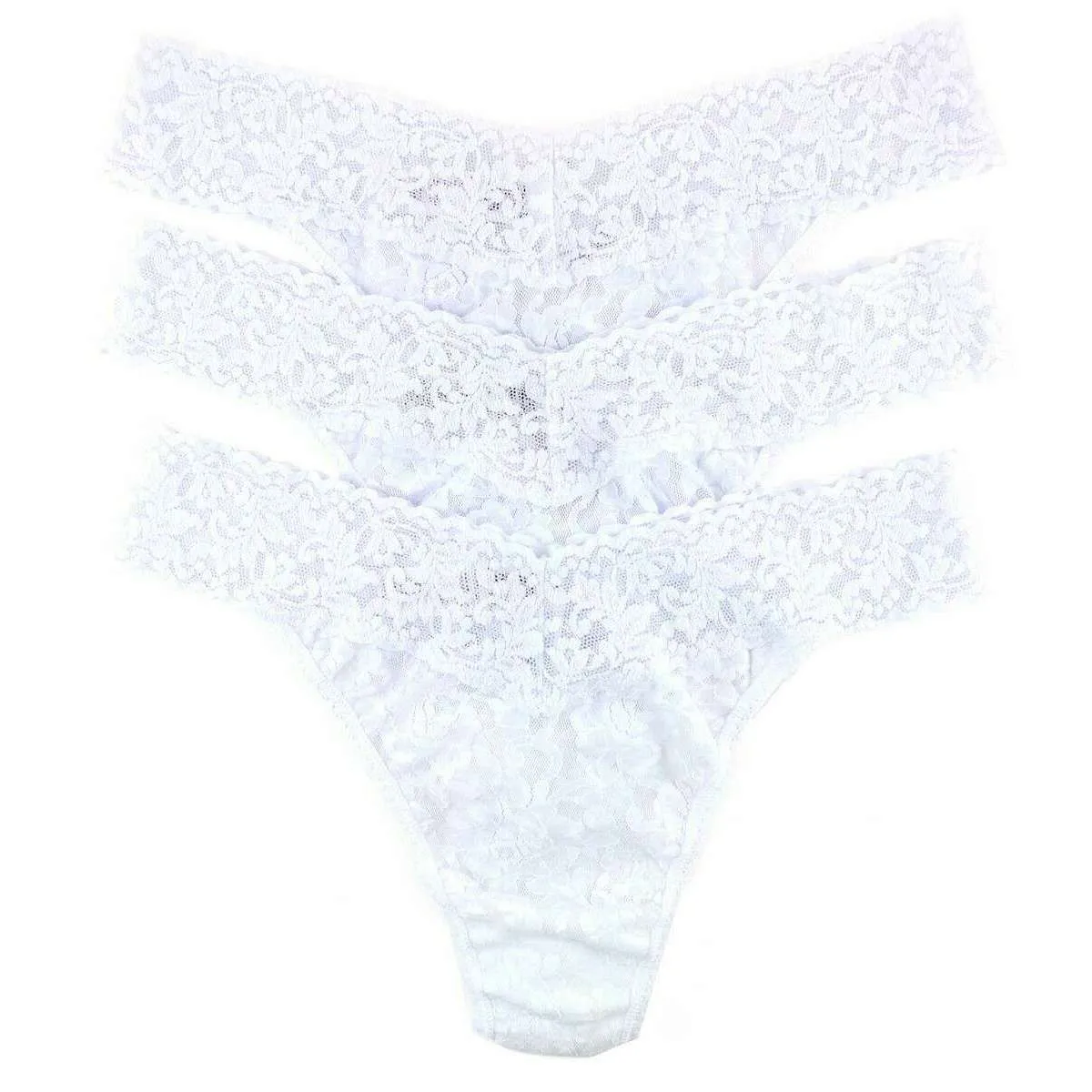 Hanky Panky Signature Lace 3 Pack Original Rise Thong - White