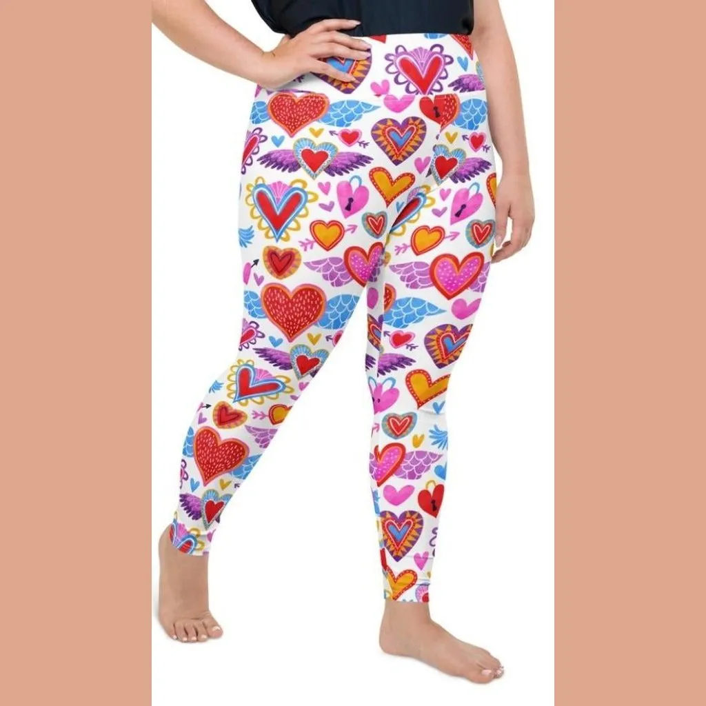 Heart Pattern Plus Size Leggings