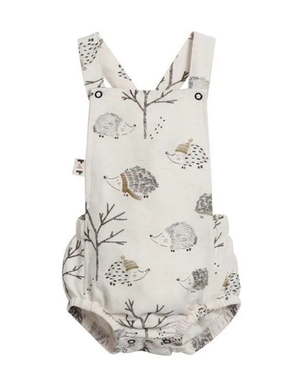 Hedgehog Print Romper Sleeveless Strapped Cotton Backless for Baby Girls Boys