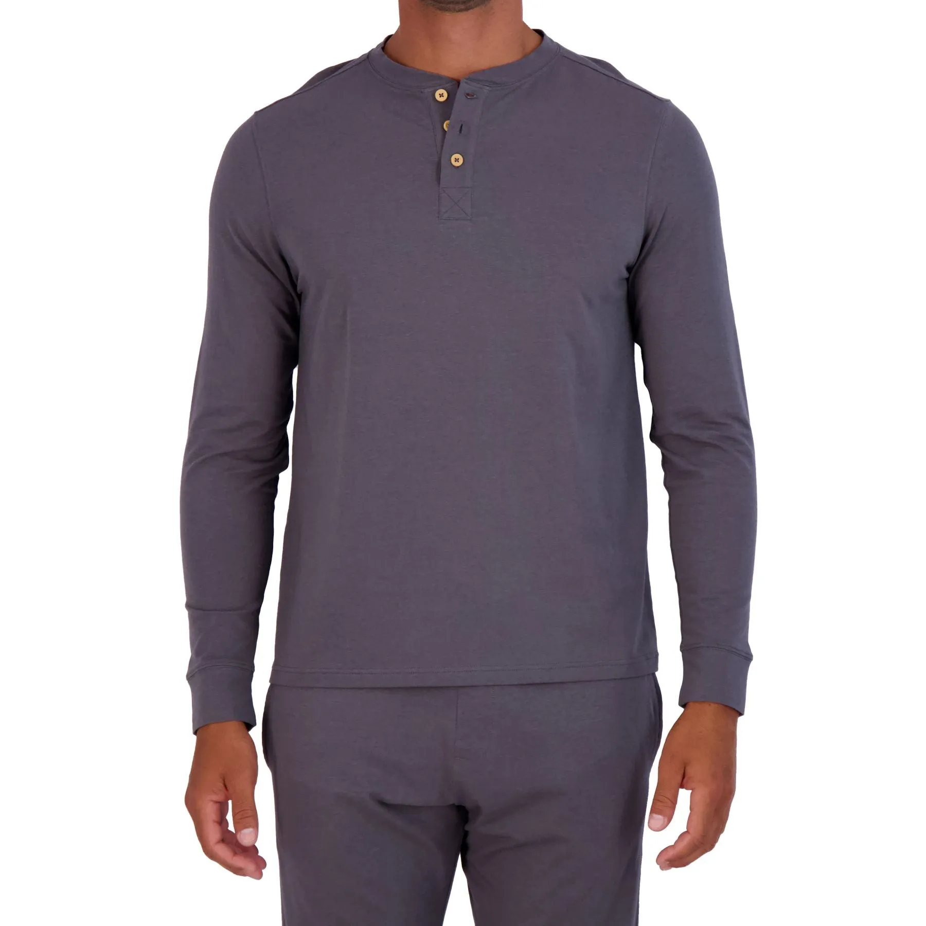 Henley Lounge Shirt in Iron by Wood Underwear