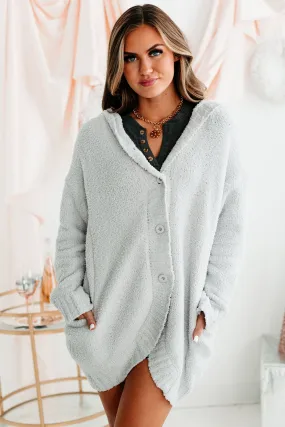 Hold Me Forever Fuzzy Sweater Knit Hooded Cardigan (Grey)