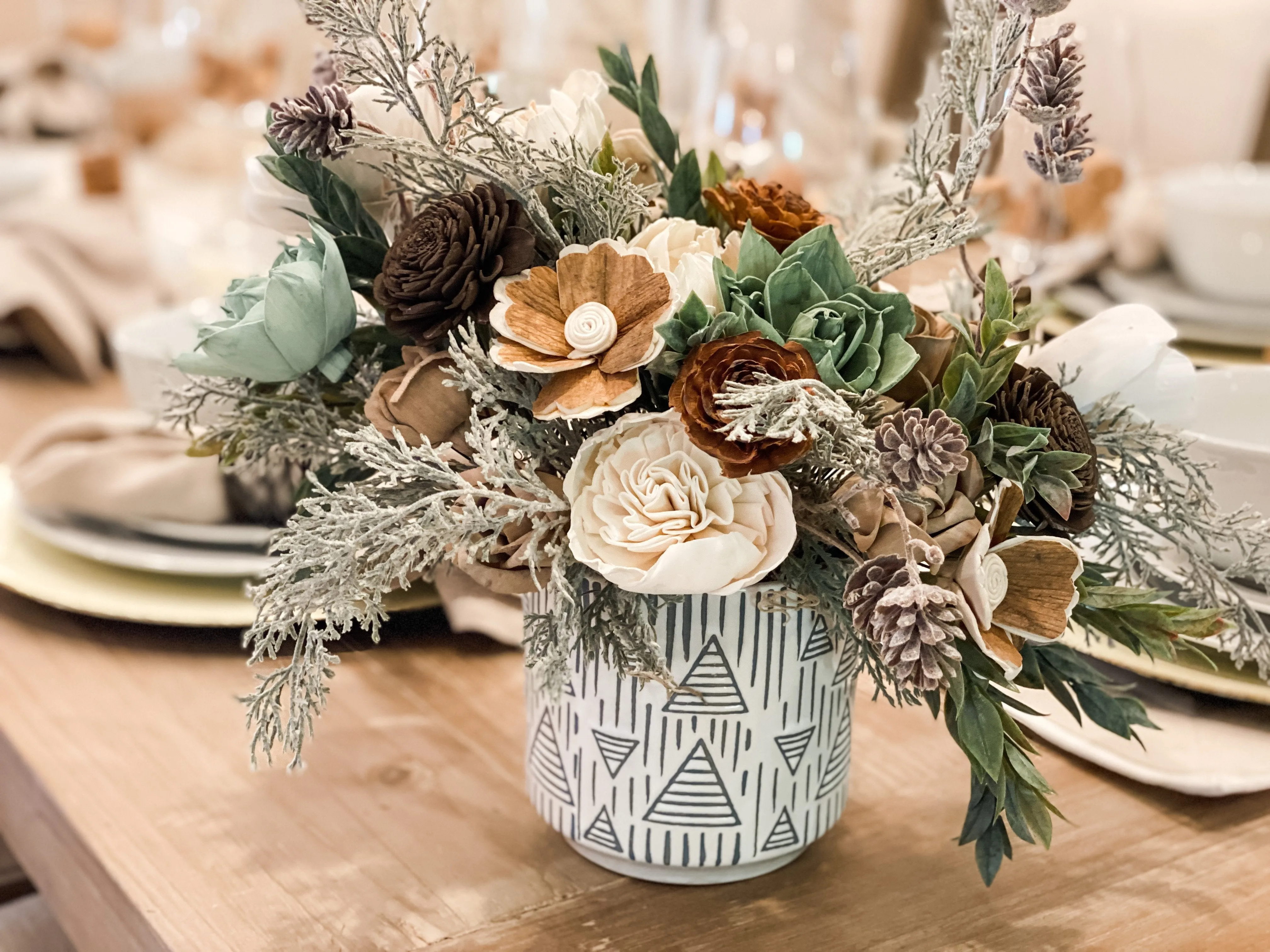 Holiday Tree - Green and Pine Sola Flower Arrangement