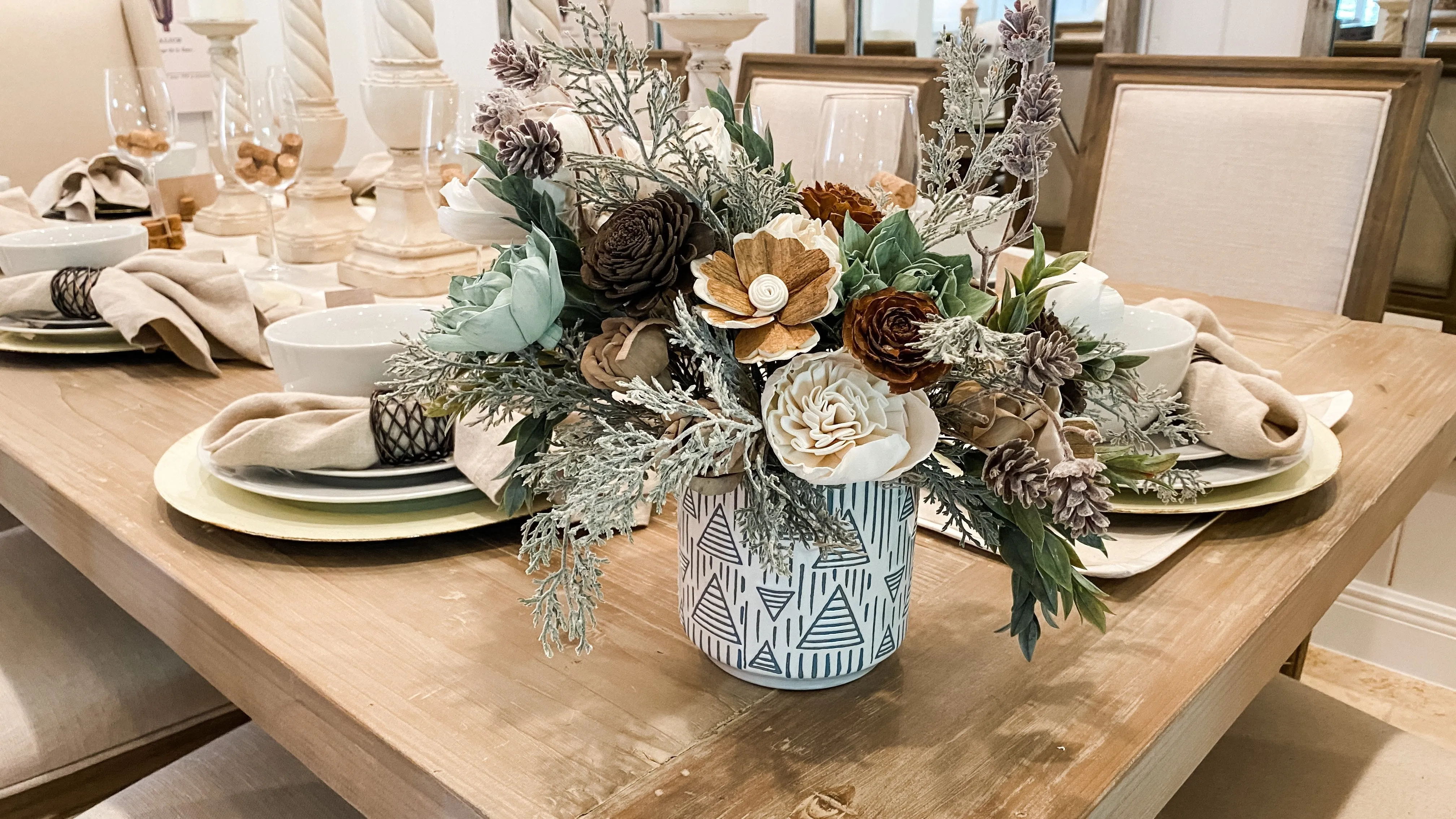 Holiday Tree - Green and Pine Sola Flower Arrangement