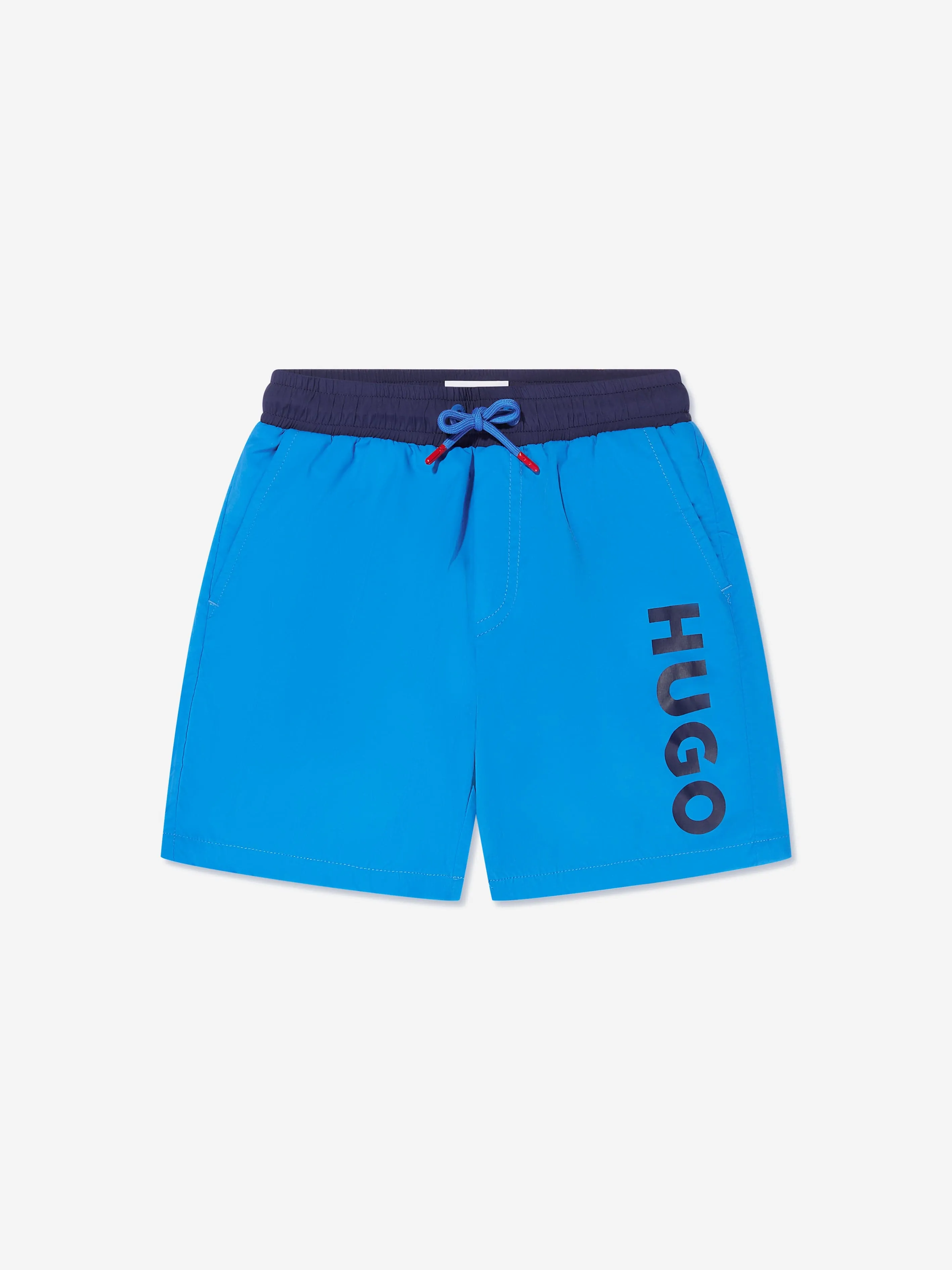 Hugo Boys Logo Print Swim Shorts in Blue