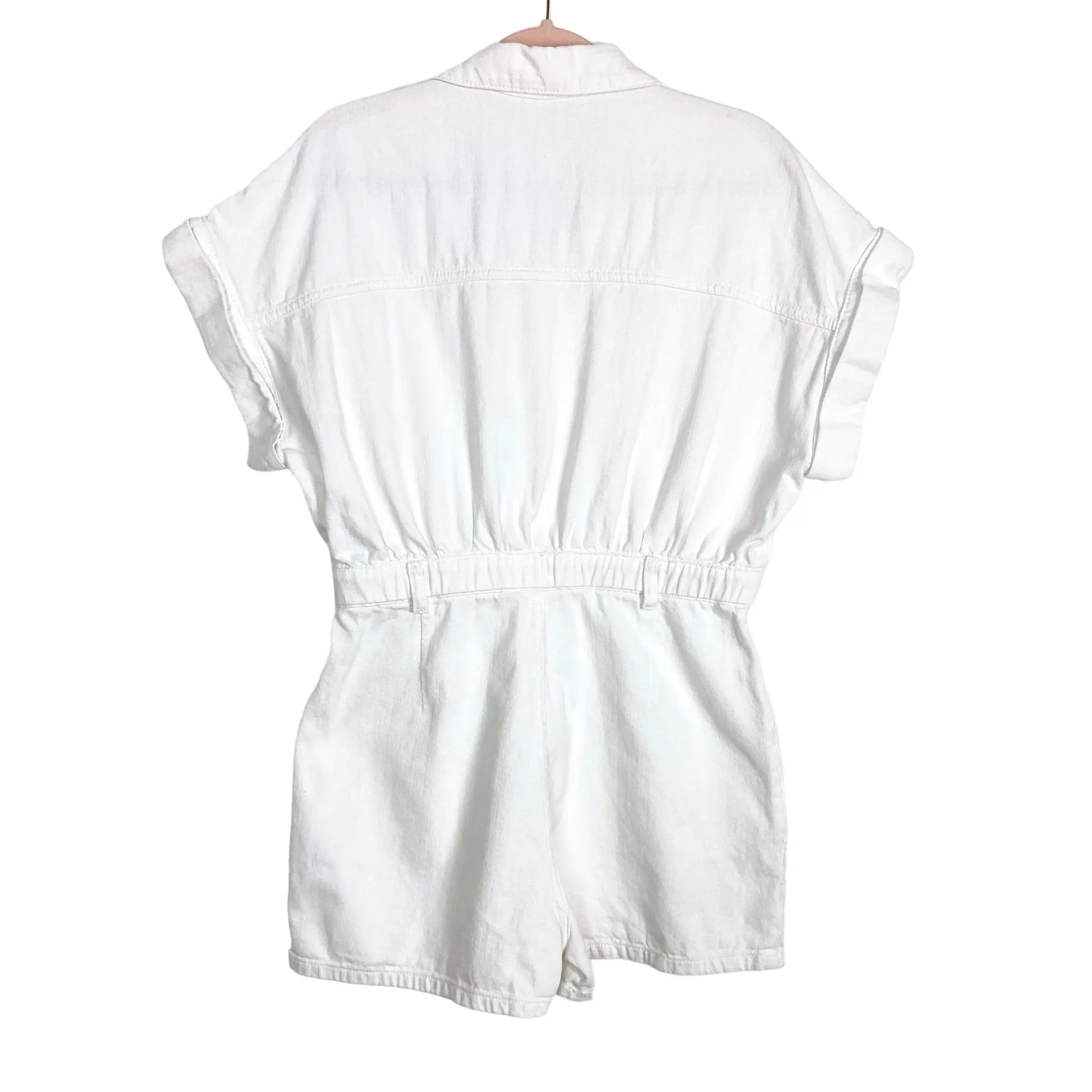 Idem Ditto White Denim Snap Front Romper- Size M (see notes)