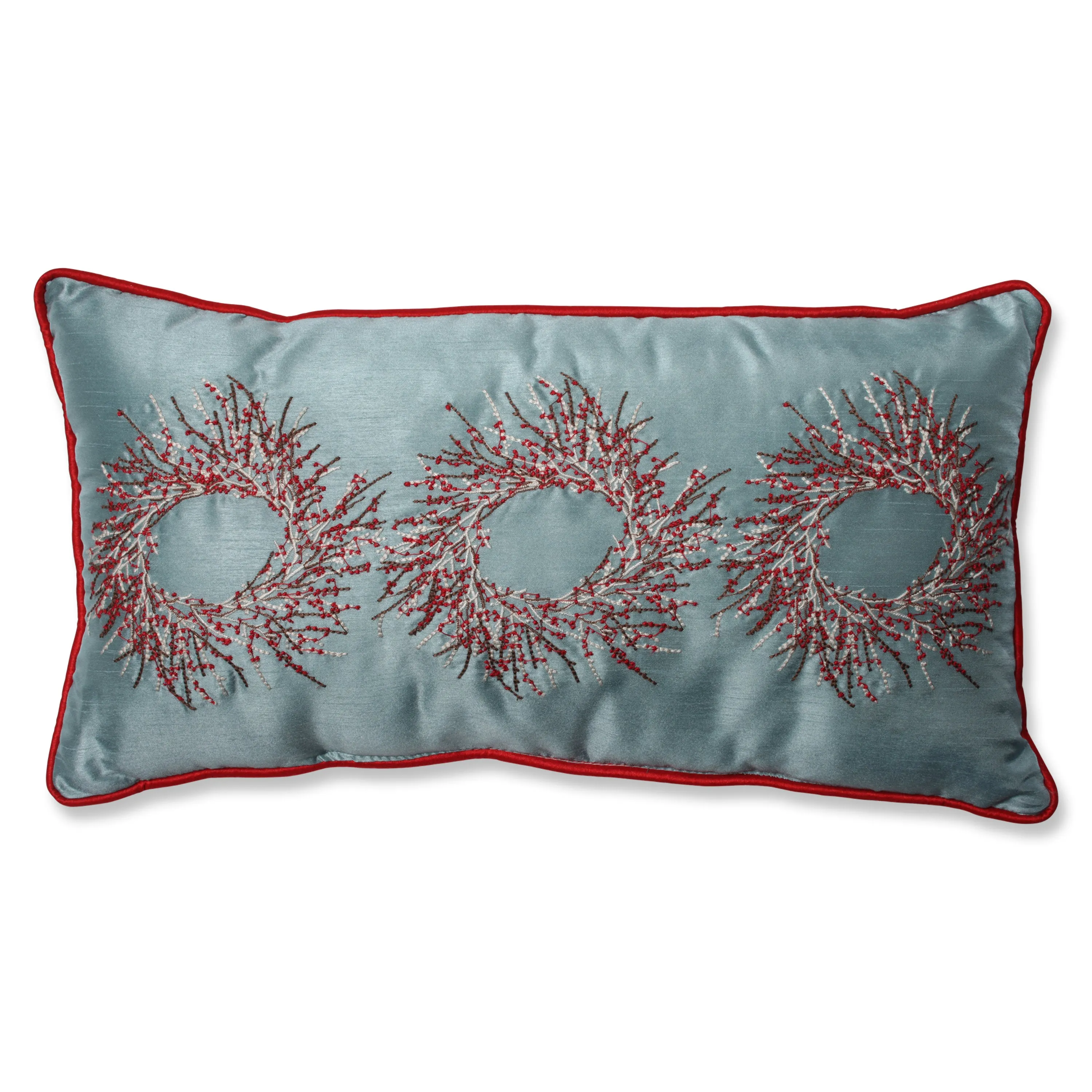 Indoor Christmas Wreaths Rectangular Throw Pillow