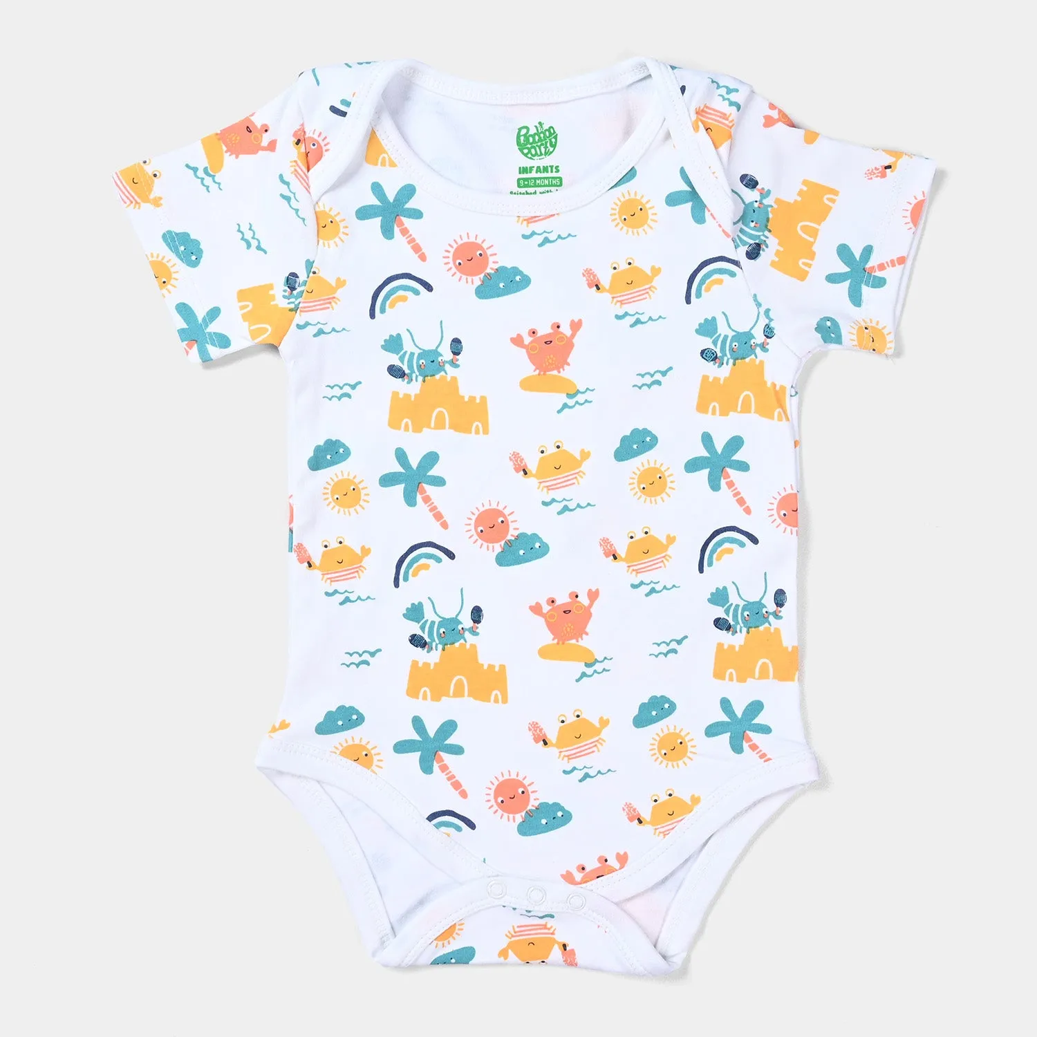 Infant Boys Cotton Jersey Romper Set Waves-White