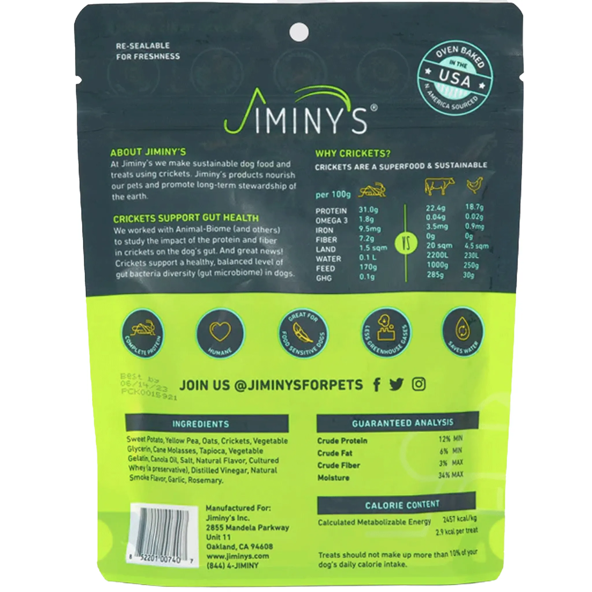 Jiminy's Chewy Cricket & Sweet Potato Dog Treats - 5 oz