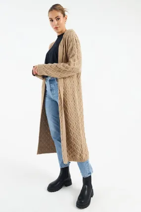 Joli Oversized Longline Cardigan (Beige)