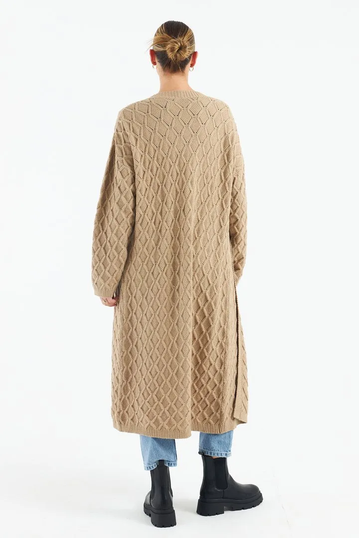 Joli Oversized Longline Cardigan (Beige)