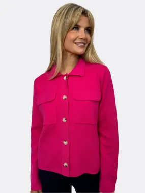 Kate And Pippa Dani Knit Cardigan with collar. Black Pink Navy