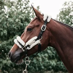 Kentucky Horsewear Nylon Sheepskin Headcollar - Natural