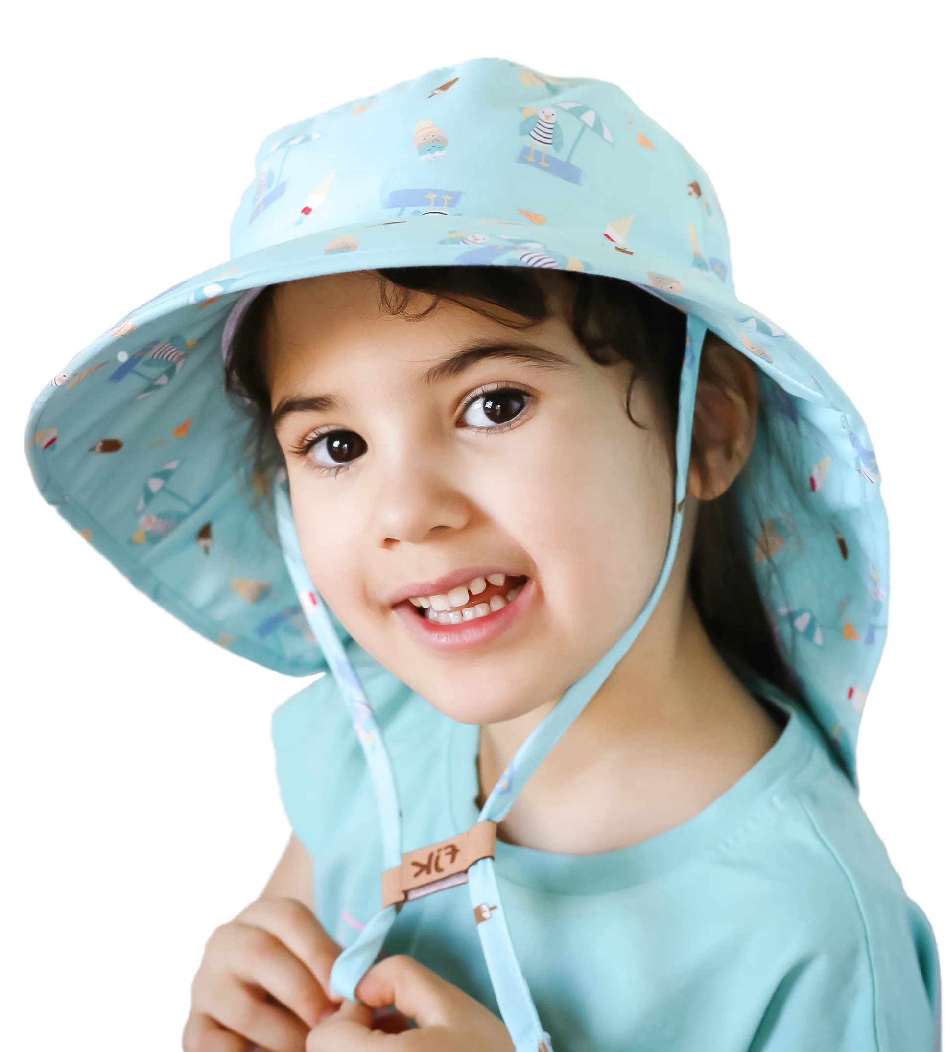 Kids Sun Hat with Neck Cape - Seaside