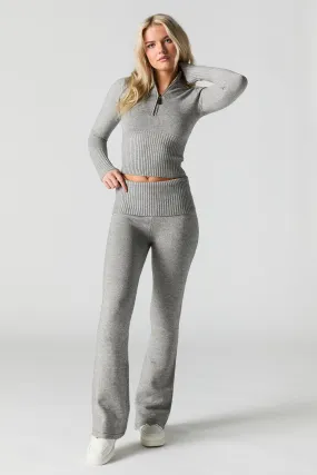 Knit Foldover Waist Flare Pant