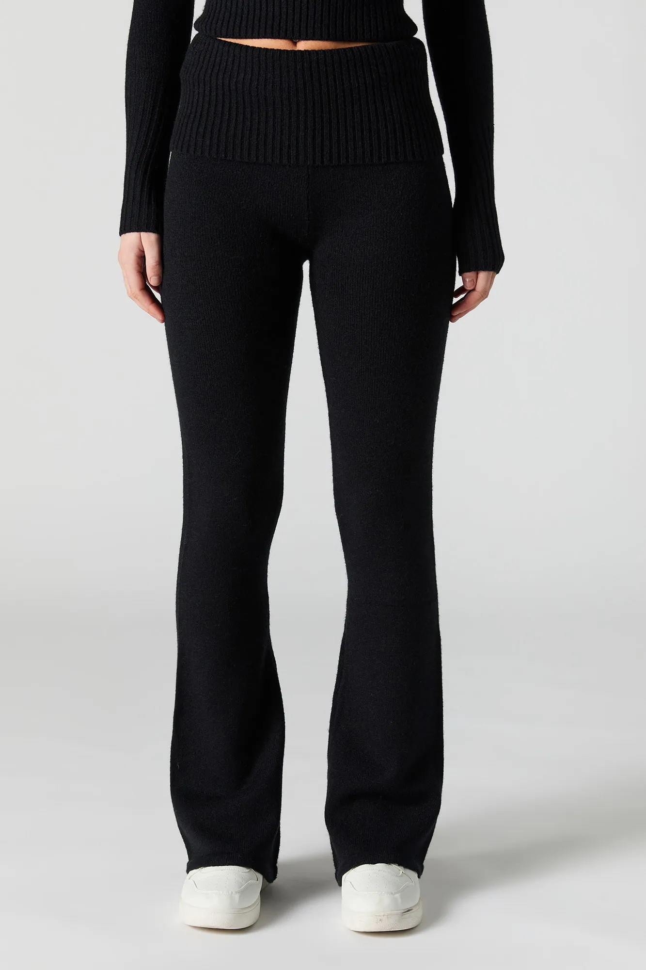 Knit Foldover Waist Flare Pant